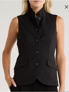 rag & bone Black Tailored Button Vest